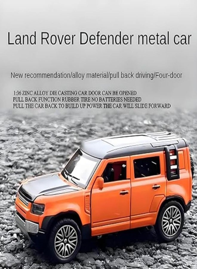 RUHANI Metal Range Rover Defender 1:32 Scale Model Car Exclusive Alloy Metal Pull Back Die Cast Metal Car with Openable Doors for Kids (Orange) - Image 5